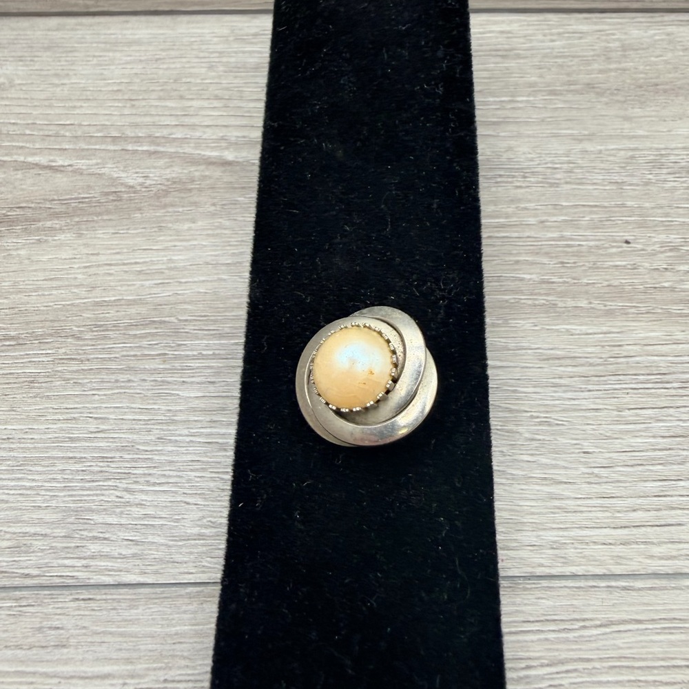 Gold Tone and Cream Button Brooch